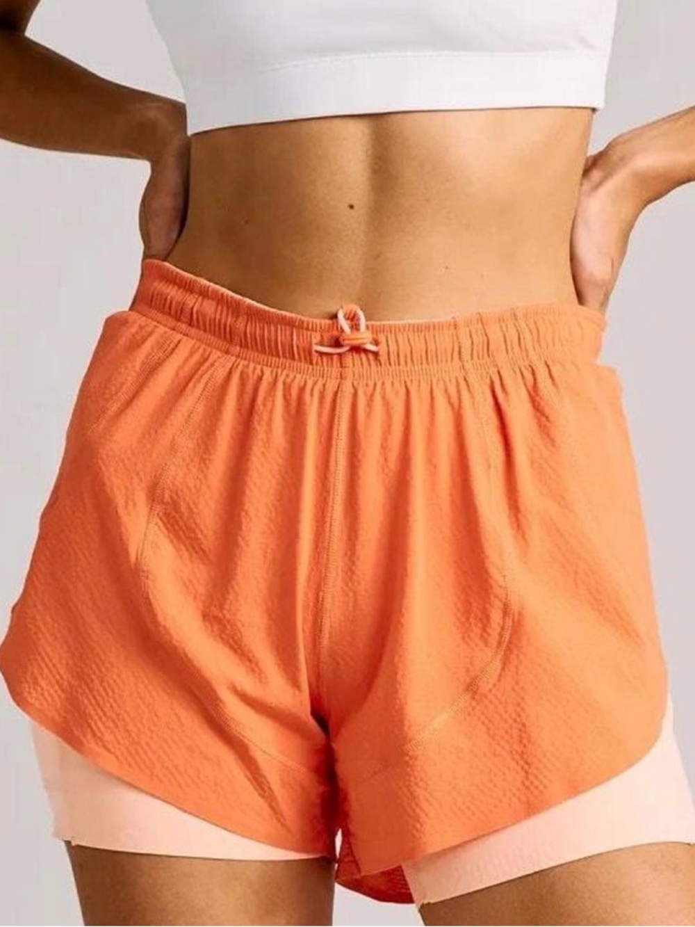 Outdoor Voices 2 in 1 Jog Short- Orange; Size S